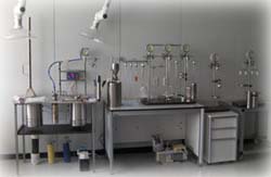 The laboratory equipment (benzene line) in boxes