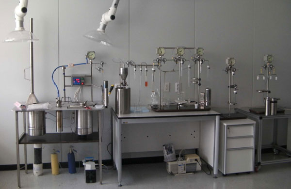 The laboratory equipment (benzene line) in boxes